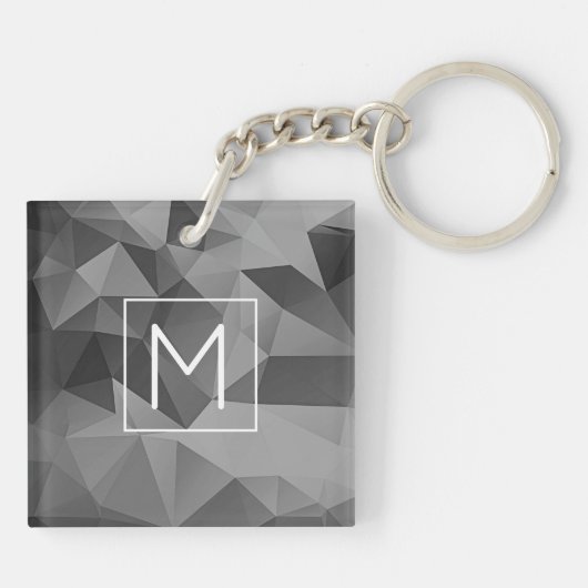 Poly Geometrisch Zwart Grijs Ontwerp Abstract Init Sleutelhanger (Achterkant)