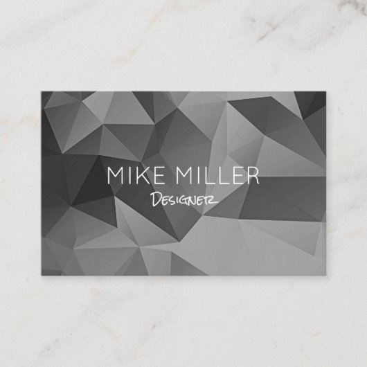 Poly geometrische hoeken grijs modern cool visitekaartje (Voorkant)
