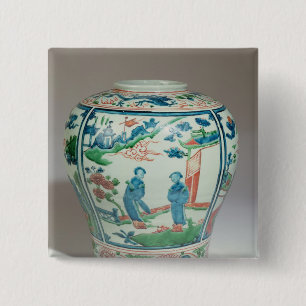 Poly oviform jar, eind 16e eeuw vierkante button 5,1 cm