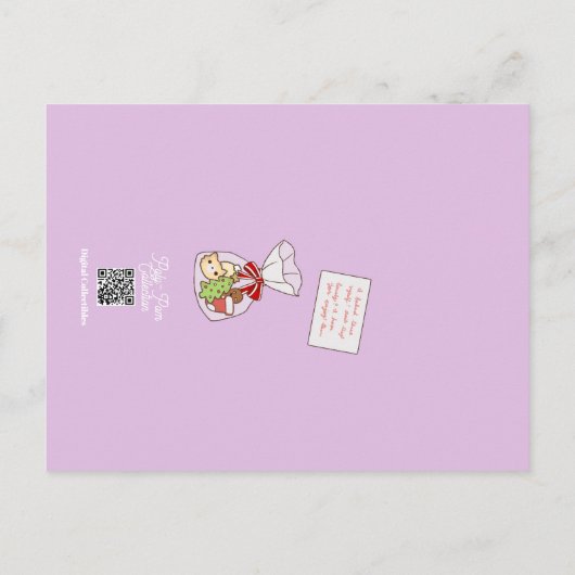 Poly-Pom Prettige feestdagen Winking Golden Pom Briefkaart (Achterkant)