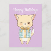 Poly-Pom Prettige feestdagen Winking Golden Pom Briefkaart (Voorkant)