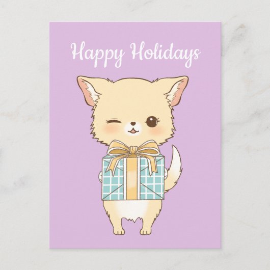 Poly-Pom Prettige feestdagen Winking Golden Pom Briefkaart (Voorkant)