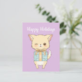 Poly-Pom Prettige feestdagen Winking Golden Pom Briefkaart (Staand voorkant)