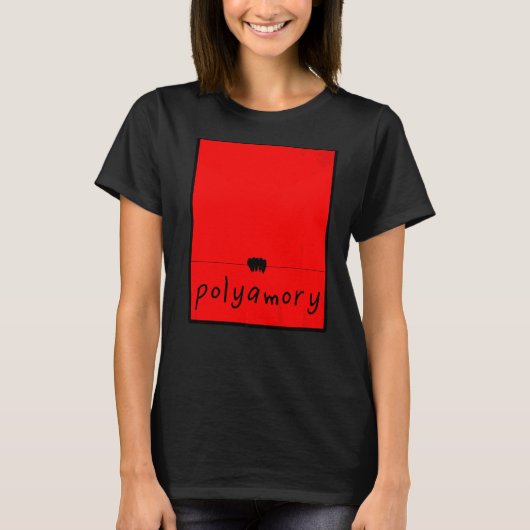 Polyamory Couple Crow Bird Black Red Designer T-shirt (Voorkant)