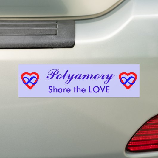 Polyamory, deel de liefde. bumpersticker (Op auto)