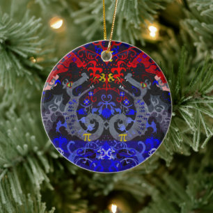 Polyamory Dragon Damask in Poly Pride Flag Colors Keramisch Ornament