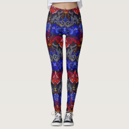Polyamory Dragon Damask in Poly Pride Flag Colors Leggings