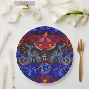 Polyamory Dragon Damask in Poly Pride Flag Colors Papieren Bordje