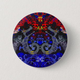 Polyamory Dragon Damask in Poly Pride Flag Colors Ronde Button 5,7 Cm