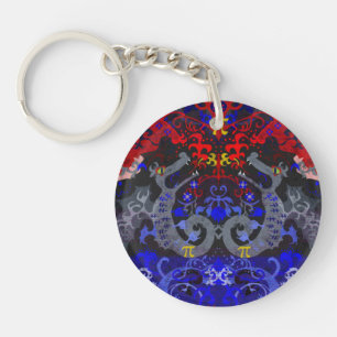 Polyamory Dragon Damask in Poly Pride Flag Colors Sleutelhanger