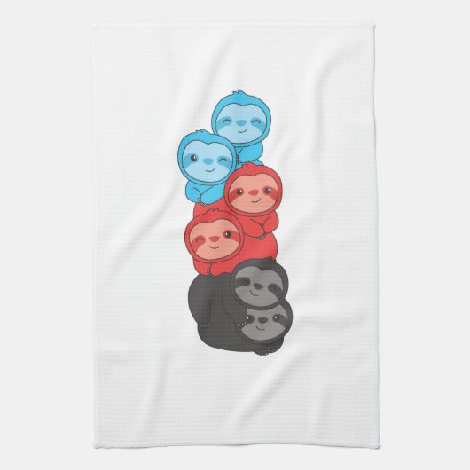 Polyamory Flag Pride Lgbetq Cute Sloth Pile Theedoek (Verticaal)