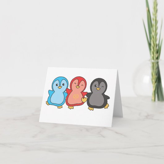 Polyamory Flag Pride Lgbtq Cute Penguin Bedankkaart (Voorkant)