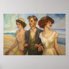 Polyamoureus triad op het strand poster