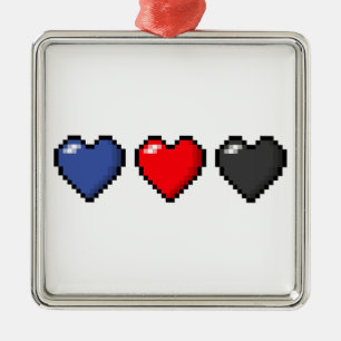 Polyamoureuze Pixel Hearts Metalen Ornament