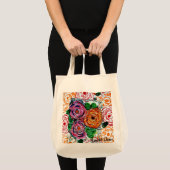 Polychromatische bloemen tote bag (Voorkant (product))