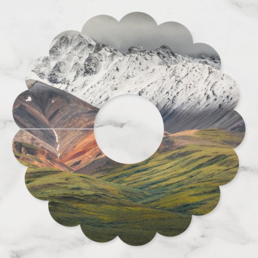 Polychrome berg, Denali NP, Alaska Wijnglaslabel (Achterkant)