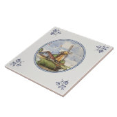 Polychroom Schilderachtig Antiek Repro Delft keram Tegeltje (Zijkant)