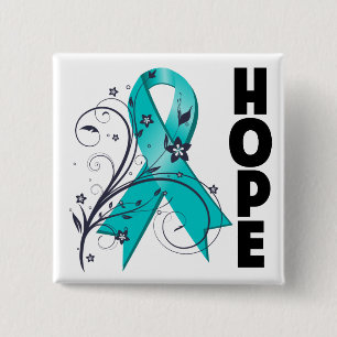 Polycysteus Nierziekte Floral Hope Ribbon Vierkante Button 5,1 Cm