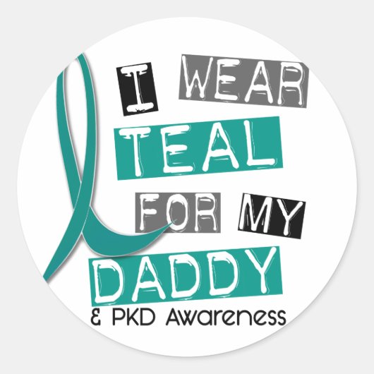 Polycysteus nierziekte PKD Blauwgroen voor papa 37 Ronde Sticker (Voorkant)