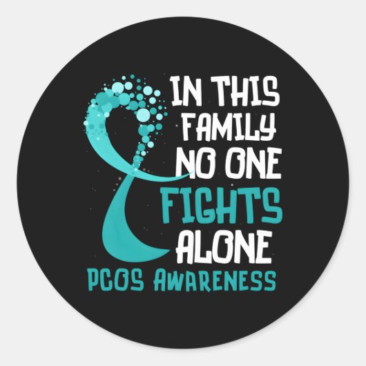 Polycysteus ovariumsyndroom PCOS Blauwgroen lint H Ronde Sticker (Voorkant)