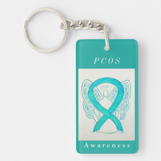 Polycysteus ovariumsyndroom (PCOS) Ribbon Sleutelh Sleutelhanger (Voorkant)