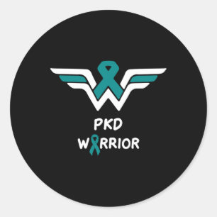 Polycystic Kidney Disease Awareness Warrior Blauwg Ronde Sticker