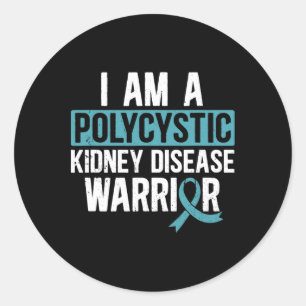 Polycystische nierziekte krijger PKD Blauwgroen li Ronde Sticker