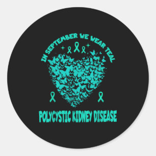 Polycystische Nierziekte September We dragen Teal  Ronde Sticker