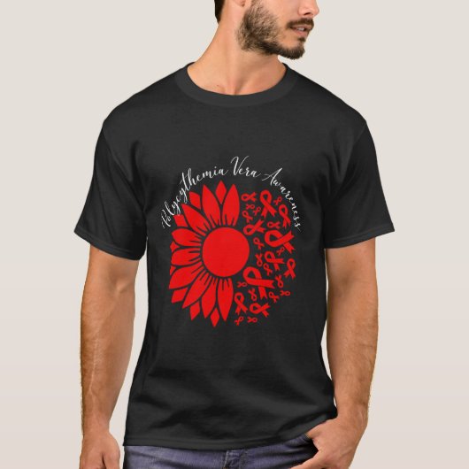 Polycythemia Vera Awareness Red Sunflower Mpn Bloo T-shirt (Voorkant)