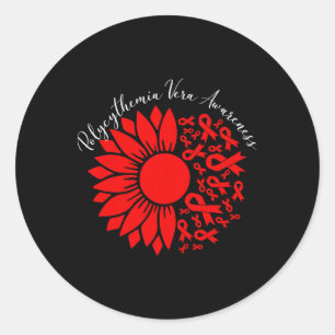 Polycythemia Vera-bewustzijn Rode Zonnebloem Mpn B Ronde Sticker