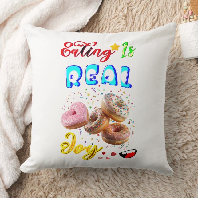 Polyester Eten Is Echt Plezier Kussen (Deken)