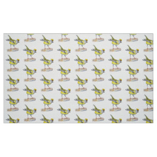 Polyester Poplin (60-inch breedte) Geel vogel Stof