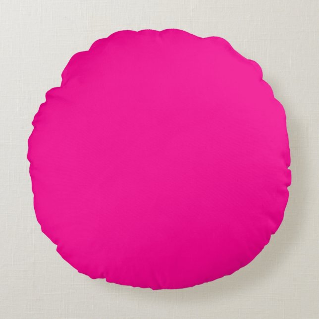 Polyester Round Sierkussen (16 inch), helder roze Rond Kussen (Voorkant)