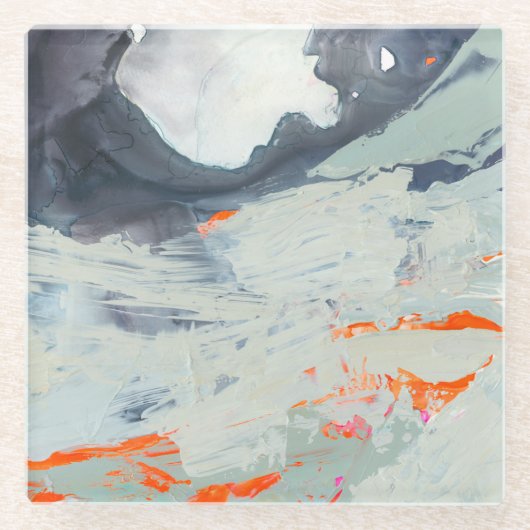 Polyfonisch Zee - Beige Glazen Onderzetter (Voorkant)