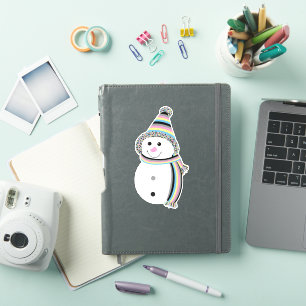 Polygender Pride Snowman Sneeuwman Vlag Sticker