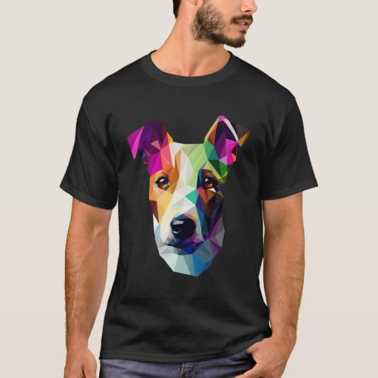 Polygon Abstracte geometrische Jack Russell Poly A T-shirt (Voorkant)