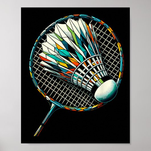 Polygon Art Badminton Player Shuttle Badmintoner  Poster (Voorkant)