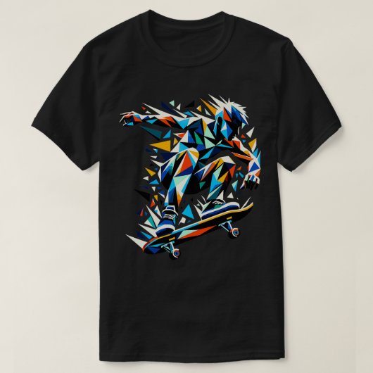 Polygon Art Skateboarder Skateboard Skateboard T-shirt (Design voorkant)