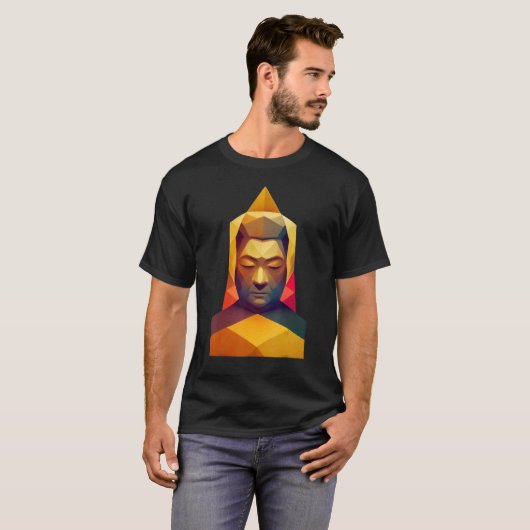 Polygon Buddha Head Low Poly Buddhist T-shirt (Voorkant volledig)