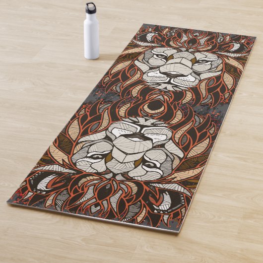 Polygon Lion | Kleurrijke tekening | Lion Yoga Mat (In situ)