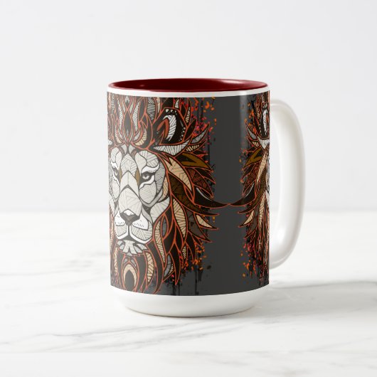 Polygon Lion | Kleurrijke tekening | Mok van Lion  (Voorkant rechts)