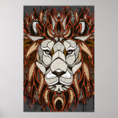 Polygon Lion | Kleurrijke tekening | Poster van li (Voorkant)