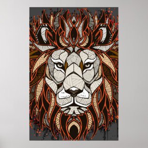 Polygon Lion   Kleurrijke tekening   Poster van li