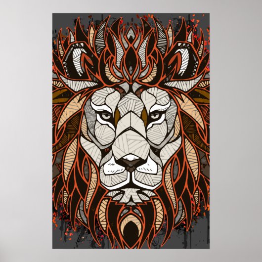 Polygon Lion | Kleurrijke tekening | Poster van li (Voorkant)