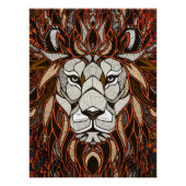 Polygon Lion Poster Glossy - Kleurrijke tekening (Voorkant)