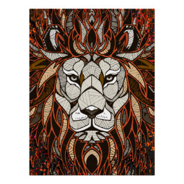 Polygon Lion Poster Glossy - Kleurrijke tekening