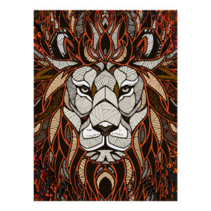 Polygon Lion Poster Glossy - Kleurrijke tekening