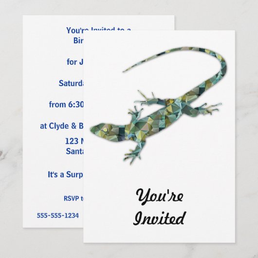 Polygon Mosaic Green Lizard Kaart (Voorkant / Achterkant)