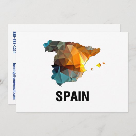 Polygon Mosaic Map of Spain Kaart (Voorkant / Achterkant)