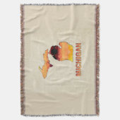 Polygon Mosaic Parchment Map MICHIGAN Deken (Voorkant Verticaal)